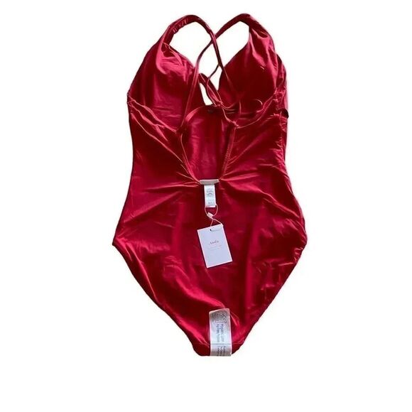 Andie Swim Bali One Piece
Cherry Red Deep Plunge Padded Swimming Suit MT # 1440 - Picture 7 of 11
